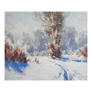 Contemporary Montana Winter Landscape Plain Air Painting