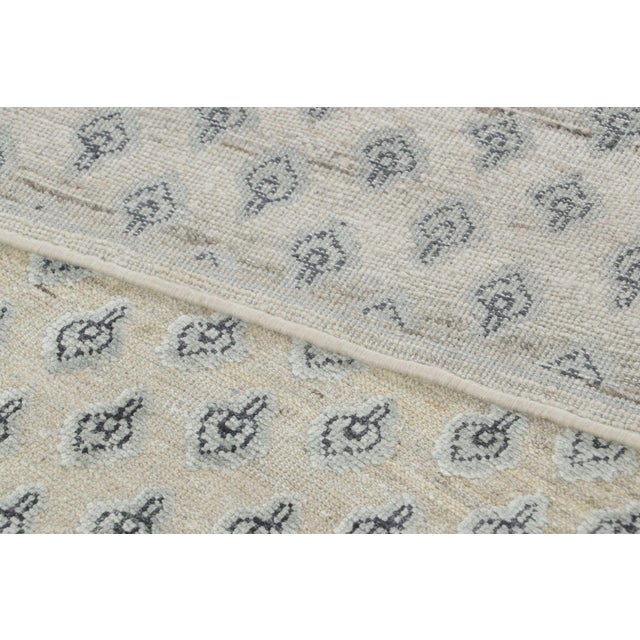 Textile Contemporary Block Print Geometric Natural Silk Runner by Rug & Kilim, India For Sale - Image 7 of 8