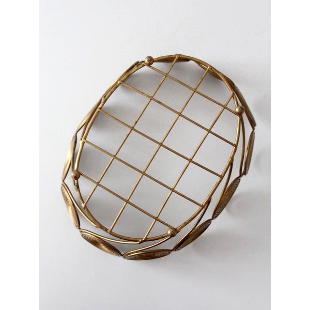 Mid-Century Brass Plated Wire Spiral Fruit Basket For Sale - Image 12 of 12