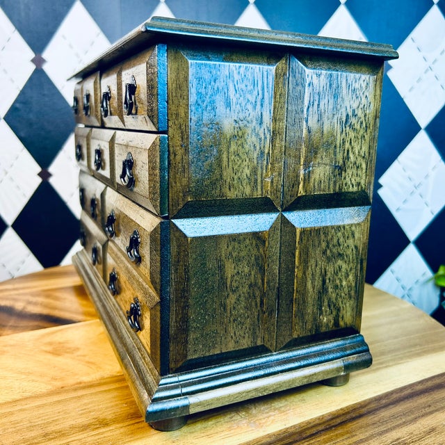 Wood Musical Jewelry Chest Vintage Velvet Felt Lined Schmid Bros For Sale In Boston - Image 6 of 10