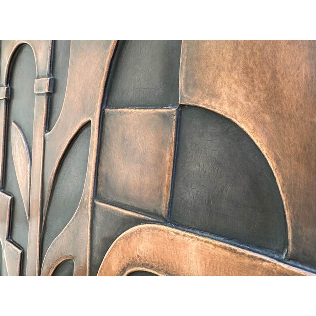 Metal Abstract Copper Owl Wall Relief Sculpture "Night Sentinel" by Jeremy Maronpot For Sale - Image 7 of 12