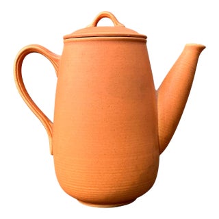 Vintage Original Orange Studio Pottery Coffee Pot For Sale
