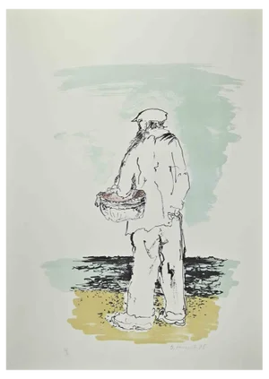 Giovanni Omiccioli, The Fisherman, Lithograph, 1975