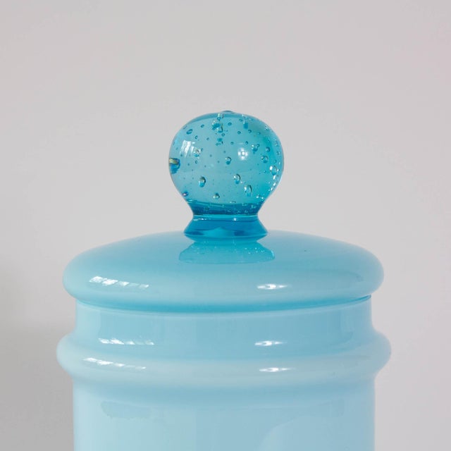 1960s Portuguese Light Blue Opaline Jar, 1960s For Sale - Image 5 of 15