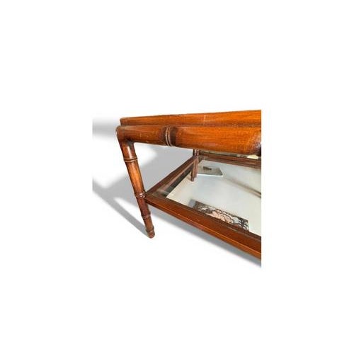 Wood Vintage Bamboo Display Cabinet with Vienna Straw and Glass Shelves For Sale - Image 7 of 10