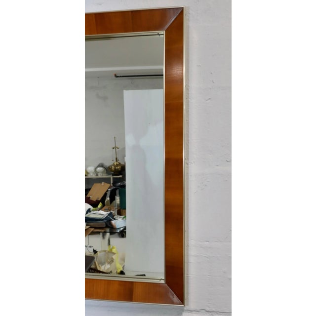 Mid-Century Modern John Stuart Brass And Walnut Wall Mirror For Sale - Image 3 of 12