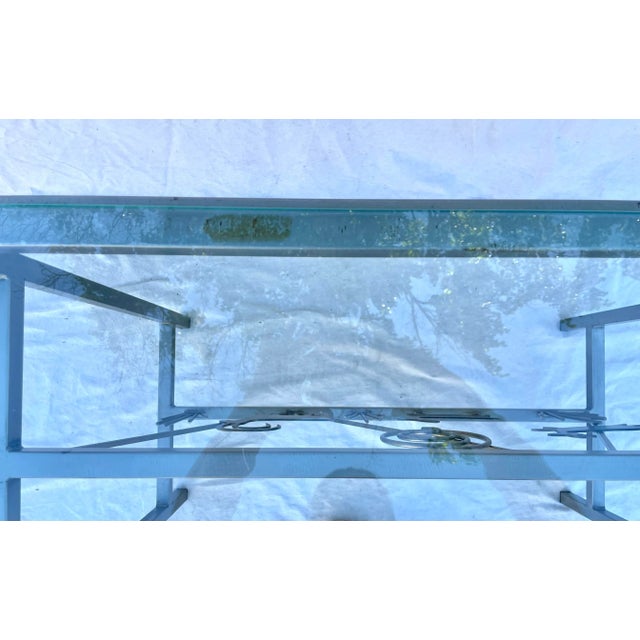 Giacometti-Inspired Silver Metal Console Table With Animal Figurines For Sale - Image 9 of 12