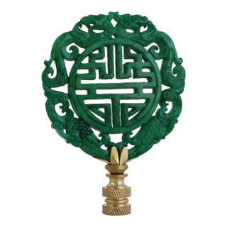 Chinese Lattice Carved Stone Lamp Finial on Brass Hardware For Sale
