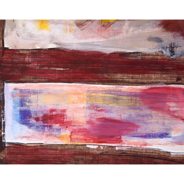 Abstract Blocks of Color on a Red Field in Acrylic on Textured Paper by Blocks of Color on a Red Field in Acrylic on Textured Paper For Sale - Image 3 of 5