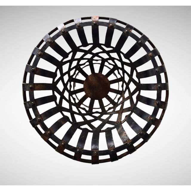 Metal Early 20th Century Iron Strap Urn For Sale - Image 7 of 8