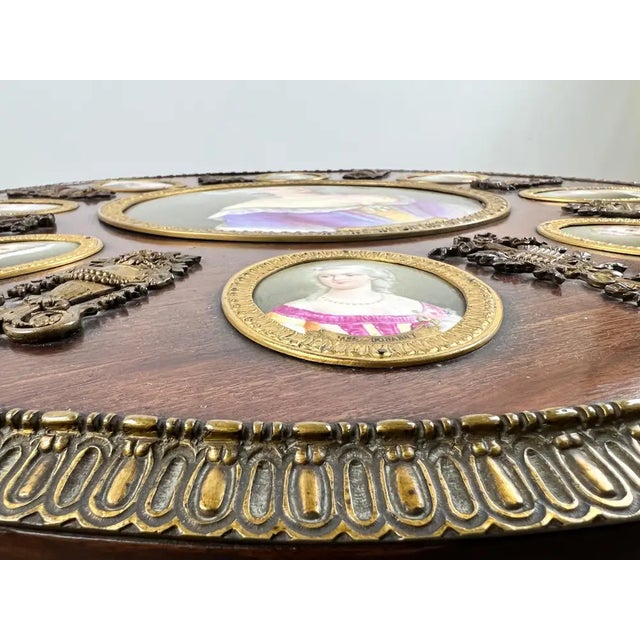 19th C French Louis XVI Mahogany & Bronze W Sèvres Style Portraits Salon Table For Sale - Image 15 of 18