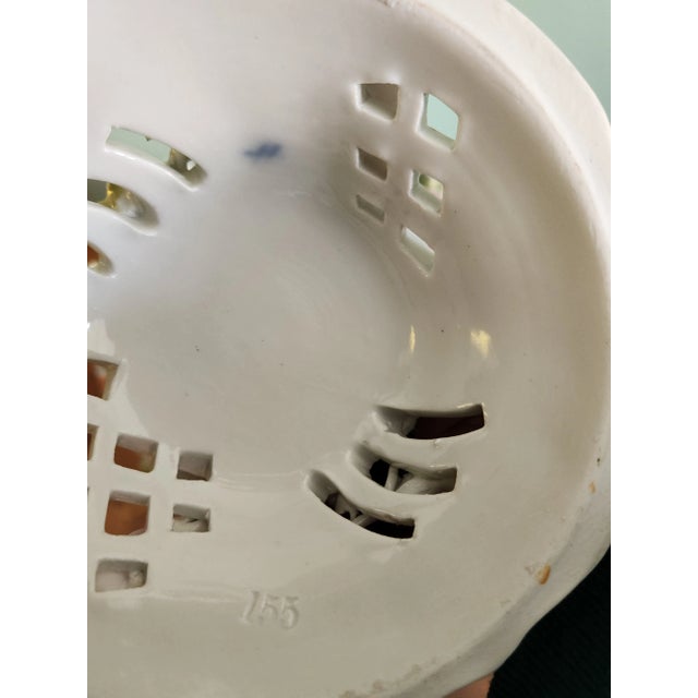 Antique Late 19th Century Thuringian Pedestal Fruit Bowl, Reticulated With Raised Flowers For Sale - Image 12 of 13