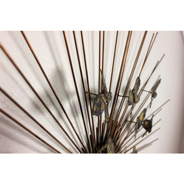 Mid-Century Modern Mid Century Degroot Brass Brutalist Butterflies Sunburst Wall Art Hanging For Sale - Image 3 of 7