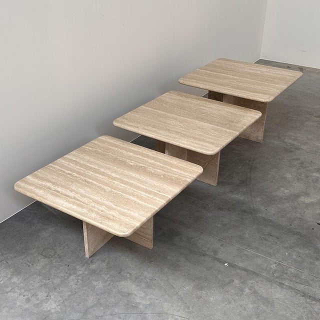 Italian Travertine Nesting Tables, 1970s, Set of 3 For Sale - Image 5 of 16