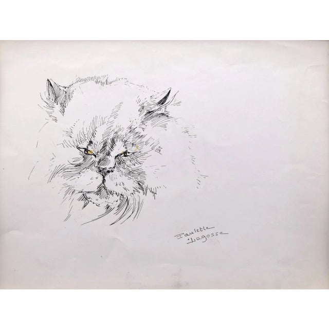 Marie Paulette Lagosse, The Cat, Pen on Paper, 1970s For Sale - Image 4 of 4