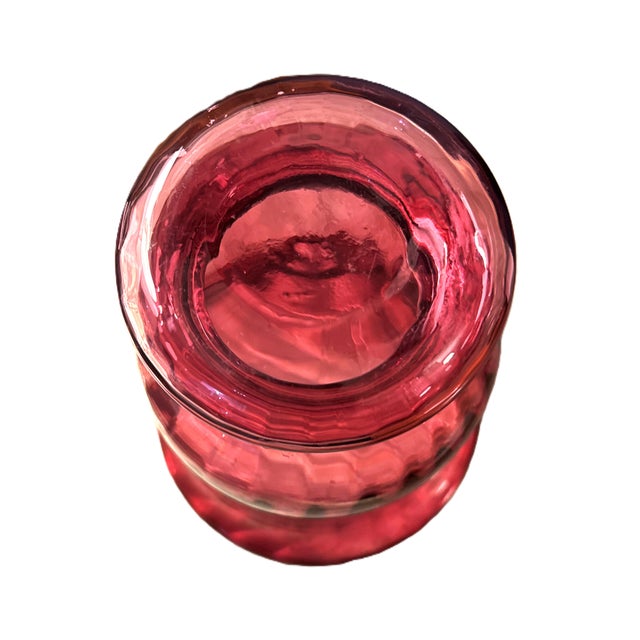 Late 20th Century Cranberry Pilgrim Glass Hand Blown Vase For Sale - Image 5 of 7