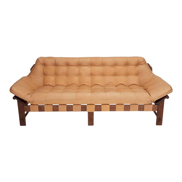 Lawson-Fenning Ojai Sofa, Solid Walnut & Tan Leather Cushion For Sale