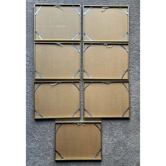 Vintage 1960’s Black & White Watercolors of Various Fishing Boats ~ Framed Set of 7 For Sale - Image 11 of 11