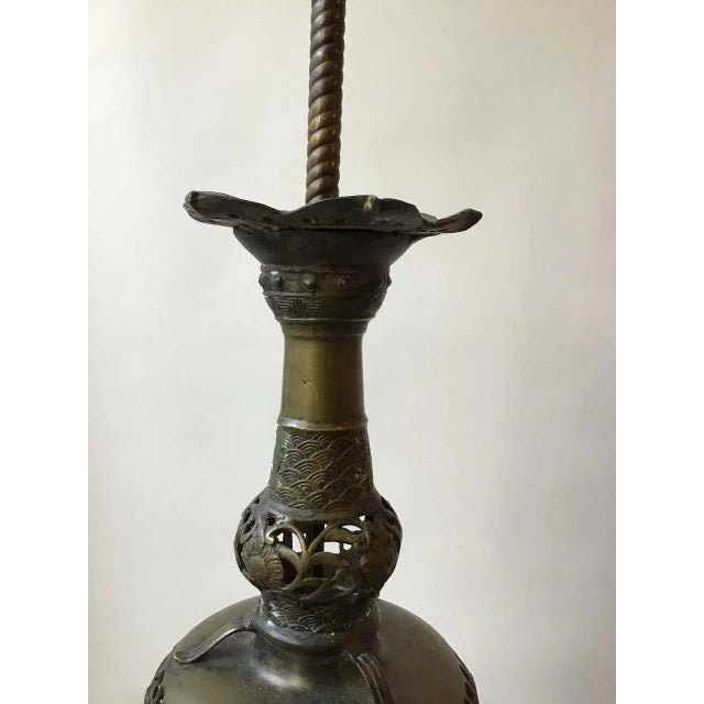 Asian 1920s Asian Bronze Table Lamp For Sale - Image 3 of 10