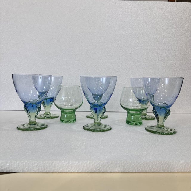 Postmodern Bahia Glass Set in Blown Glass by Bormioli Rocco, Italy, 1980s, Set of 8 For Sale - Image 6 of 18