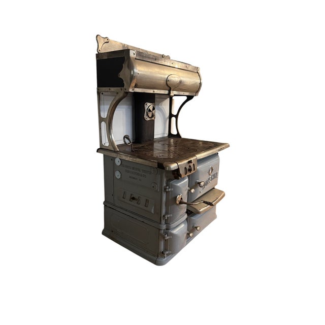 1920s 1923 Reading Stove Works Sunshine Cabinet No. 83-20 Blue-Gray Enamel Antique Range For Sale - Image 5 of 10