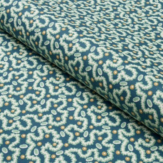 Schumacher SAMPLE - Schumacher Leonie Vermicelli Fabric In Teal For Sale - Image 4 of 5