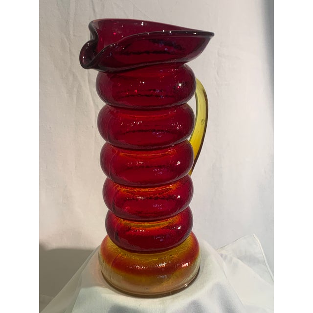 Mid-Century Modern Mid 20th Century Amberina Caterpillar Pitcher For Sale - Image 3 of 11