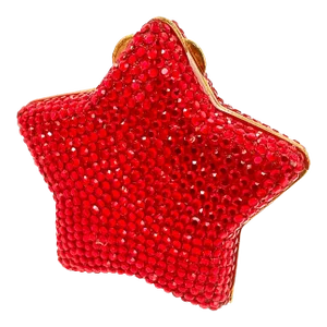 1970s Judith Leiber Red Hollywood Star Pillbox Gold Tone
