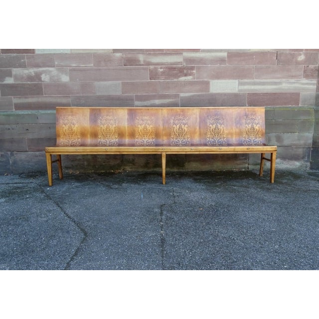 1930s Curved Wood Bistro Bench by DG Fischel France, 1930 For Sale - Image 5 of 15
