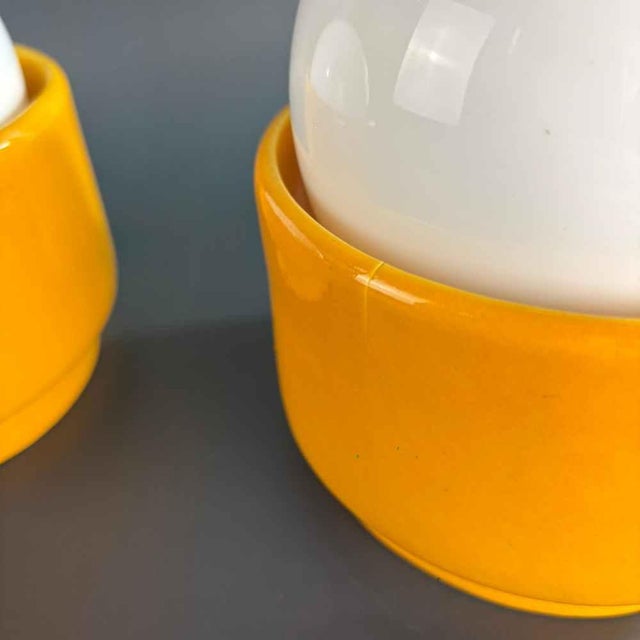 Glass Yellow Pop Art Ceramic Table Lamps by Traudl Brunnquell, 1977, Set of 2 For Sale - Image 7 of 12