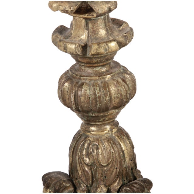 High Antique Gilded Wood Floor Chandelier, 1700s For Sale - Image 9 of 18