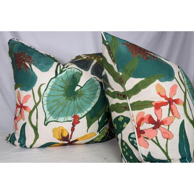 Transitional "104 Degrees Tropical" 22" Pillows-a Pair For Sale - Image 3 of 3