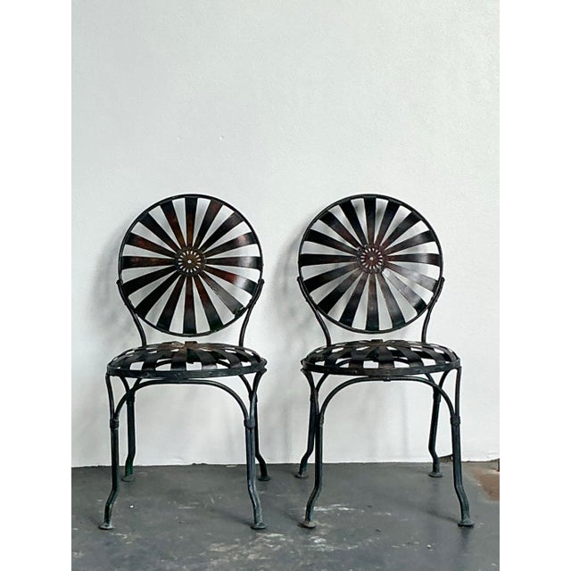 Vintage Boho Wrought Iron “Sunburst” Dining Chairs After Francois Carre - A Pair For Sale - Image 10 of 11