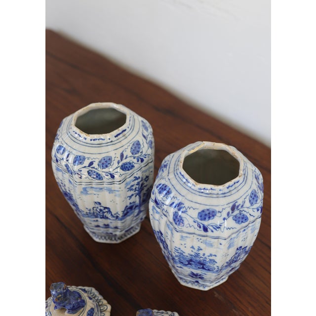 Royal Blue Pair of Late 18th C. French Earthenware Jars With Lions Head Details For Sale - Image 8 of 12