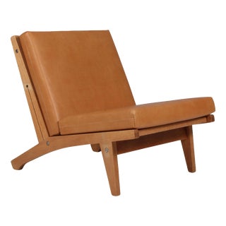 GE-370 Lounge Chair in Oak Frame and Aniline Leather by Hans J. Wegner for Getama, 1960s For Sale