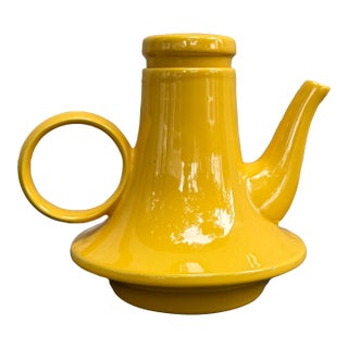1960s Pompeo Pianezzola Zanolli & Sebellin Italy Teapot Ceramic Yellow Postmodern For Sale