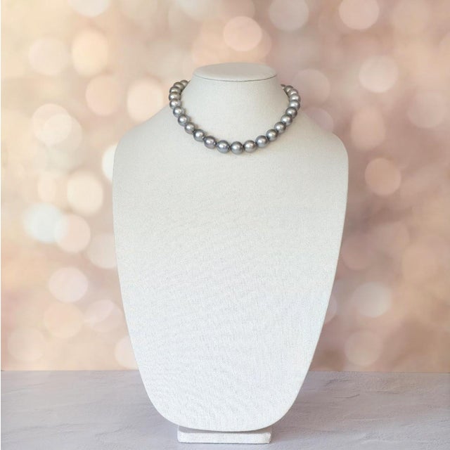 Tahitian Black Pearl Necklace, South Sea Pearls, 14k White Gold Clasp, 17" For Sale - Image 4 of 14