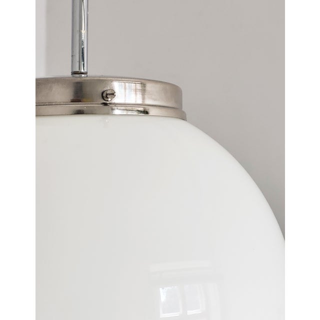 1930s Art Deco Globe Pendant Light in Glass and Chrome, 1930s For Sale - Image 5 of 11