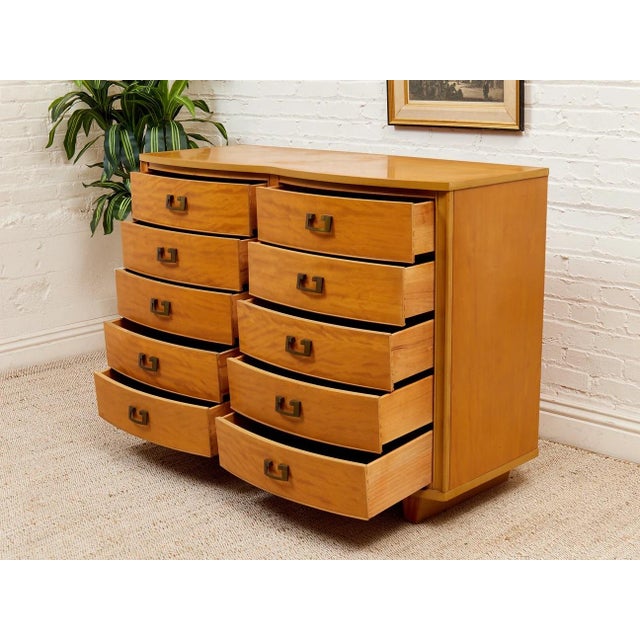 Dixie Mid 20th Century Dixie Blonde Art Deco Mahogany Eight Drawer Dresser For Sale - Image 4 of 10