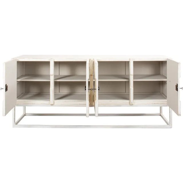 Sarreid Ltd. Sarreid Antique White Wash Cabinet on Stand For Sale - Image 4 of 5
