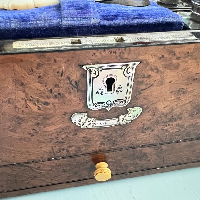 Antique Victorian Burr Walnut Vanity Dressing Case For Sale - Image 15 of 18