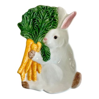 1993 Boho Chic Majolica Americana Fitz & Floyd Bunny With Carrots Plate For Sale