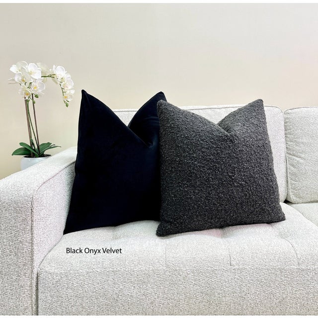 Graphite Gray Boucle Throw Pillow With Feather Down Insert For Sale In New York - Image 6 of 6