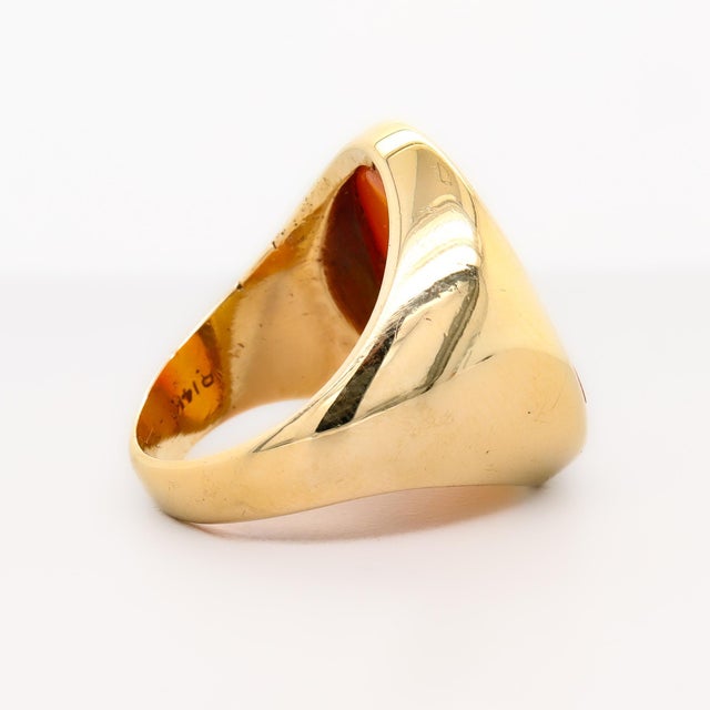 Antique Neoclassical 14k Gold and Carnelian Intaglio of a Man Signet Ring For Sale - Image 11 of 13