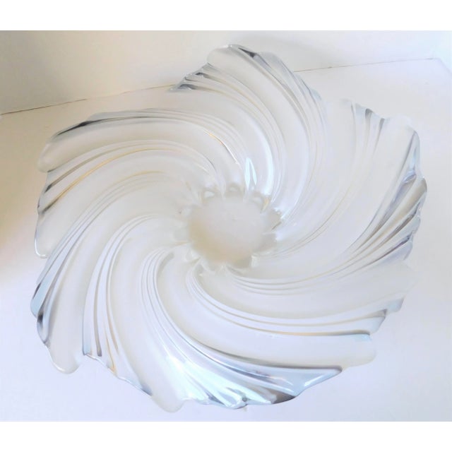 Transparent Art Glass 1970's Clear and Frosted Decorative Bowl For Sale - Image 8 of 9