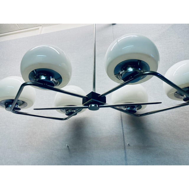 Glass Italian Space Age Ceiling Light in Opaline Glass, Italy, 1960s For Sale - Image 7 of 18