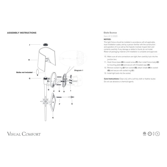 Visual Comfort Ian K. Fowler for Visual Comfort Signature Etoile Sconce in Gilded Iron with Linen Shade For Sale - Image 4 of 4