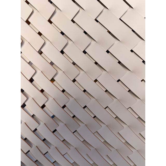 Early 21st Century Pinetti Screen With Cream Woven Leather and Black Frame For Sale - Image 5 of 6