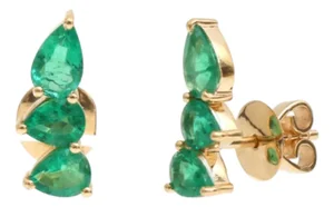 Natural Emerald 9.08cts & Diamond 0.28cts Earring in 14k Gold