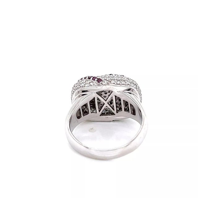 Multi Colored Diamond Swirl 14k White Gold Cocktail Ring, Size 7 For Sale - Image 4 of 8